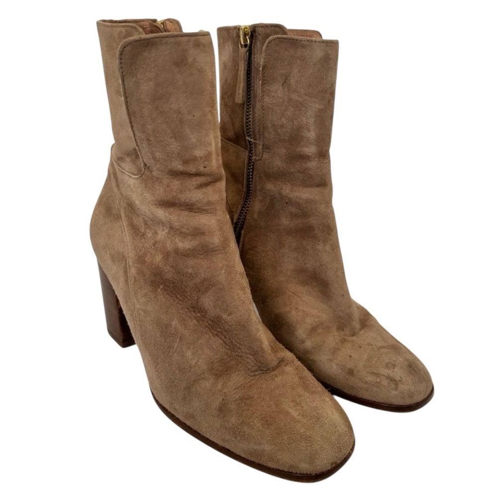 Free People Brown Tan Ankle Booties with Chunky Heel